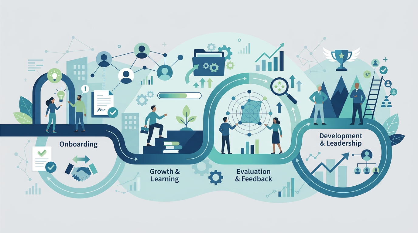 Ciclo de vida del empleado en Waiki Talent: onboarding, crecimiento, evaluacion y desarrollo